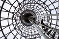 Old water tower of hyperboloid construction bottom view