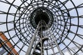 Old water tower of hyperboloid construction bottom view