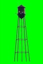 Old Water Tower Isolated on Chroma Key Green Background Royalty Free Stock Photo