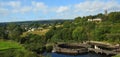 Old Water works at Hadfield Derbyshire with village of Tintwistle in background. Royalty Free Stock Photo