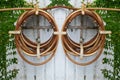 Old watering hose hang on the concrete wall. Royalty Free Stock Photo