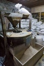 Traditional old watermill grinds wheat and corn in a village in Greece