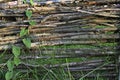 old wattle fence and green wreath Royalty Free Stock Photo