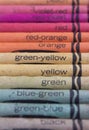 Old wax crayons - color names on vintage color pencils Royalty Free Stock Photo