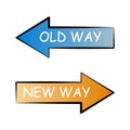 Old way, new way concept, vector illustration Royalty Free Stock Photo