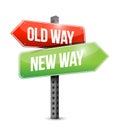 Old way new way sign illustration design Royalty Free Stock Photo