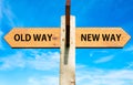 Old Way and New Way signs Royalty Free Stock Photo