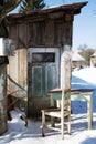 Old wearhouse. Abandoned warehouse in winter