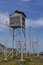 Old weather station in the top of the mountains. Box for the meteorological equipment. Royalty Free Stock Photo