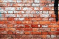 Old weather worn wall made of bricks