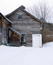 Old Weathered Barn Wood in Winter Royalty Free Stock Photo