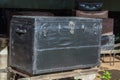 Old Weathered Black Traveling Trunk Royalty Free Stock Photo