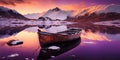 Old weathered boat sitting in tranquil still waters