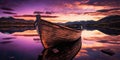 Old weathered boat sitting in tranquil still waters