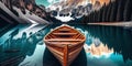 Old weathered boat sitting in tranquil still waters