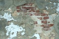 Old weathered brick wall fragment. Royalty Free Stock Photo