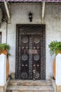 Old weathered carved traditional zanzibarian door