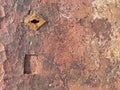 Old weathered chappy door with rusty keyhole Royalty Free Stock Photo