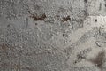 Old weathered cracked peeling airbrushed silver graffiti paint Royalty Free Stock Photo