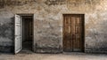 Old weathered doors and walls create a sense of history and age Royalty Free Stock Photo