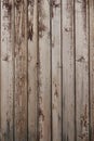 Old weathered faded shed wall made from vertically oriented wood boards. Vintage rustic textured timber background. Lumber texture Royalty Free Stock Photo