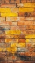 Old and weathered grungy yellow and red brick wall as seamless pattern texture background Royalty Free Stock Photo