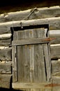 Old weathered log cabin door Royalty Free Stock Photo