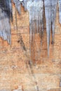 Old weathered plywood background, cracked plywood , Old aged covered cracked wooden panel shutters. Plywood collapse background