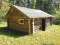 Old and weathered ranger cabin on the Baldy Mountain hiking trail at Duck Mountain Provincial Park, Manitoba, Canada Royalty Free Stock Photo