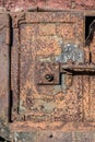 old ruined steam locomotive detail close up