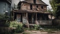 Old weathered shack, an obsolete ruin generated by AI Royalty Free Stock Photo