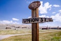 Old weathered sign for Union Street in Bodie State Historical Park, a California ghost town Royalty Free Stock Photo