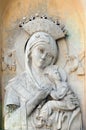 Old stone relief of Our Lady of Perpetual Help Church in Lviv Ukraine