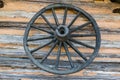 Old Wagon Wheel on Wall Royalty Free Stock Photo