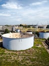 Old weathered water treatment facility of a large closed industrial plant