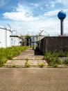 Old weathered water treatment facility of a large closed industrial plant