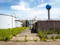 Old weathered water treatment facility of a large closed industrial plant