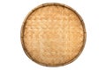 Old weave bamboo wood tray isolated on white background. Bamboo basket handmade isolated on white Royalty Free Stock Photo