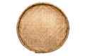 Old weave bamboo wood tray isolated on white background. Bamboo basket handmade isolated on white Royalty Free Stock Photo