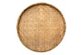 Old weave bamboo wood tray isolated on white background. Bamboo basket handmade isolated Royalty Free Stock Photo