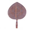 Old weave fan bodhi leaf shape made from rattan isolated on white background Royalty Free Stock Photo