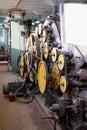 An old weaving loom in an abandoned textile factory Royalty Free Stock Photo