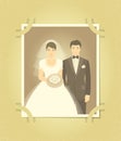 Old Wedding Photo in Family Album Royalty Free Stock Photo