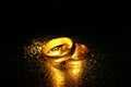 Old wedding rings, water effect Royalty Free Stock Photo