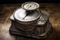 old weight sitting on a scale, with the number showing that it has been surpassed Royalty Free Stock Photo