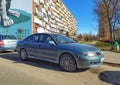 Old silver grey private car Mitsubishi parked Royalty Free Stock Photo