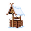 Fairy tale hut made of logs with a snow-covered roof Royalty Free Stock Photo