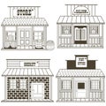 Old west buildings outlined