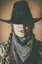 Old West Cowgirl Hat Low Vintage Western Braid Royalty Free Stock Photo