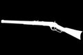 Old west period .44-40 Winchester lever-action repeating rifle M1866 white silhouette on black background Royalty Free Stock Photo